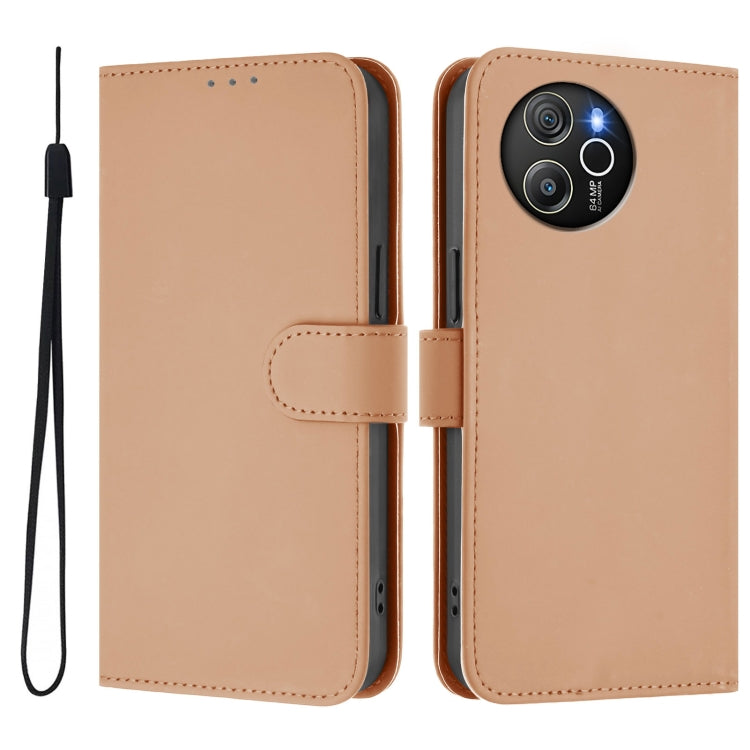 For Blackview Shark 8 / Oscal Tiger 12 Skin Feel Solid Color Leather Phone Case with Lanyard