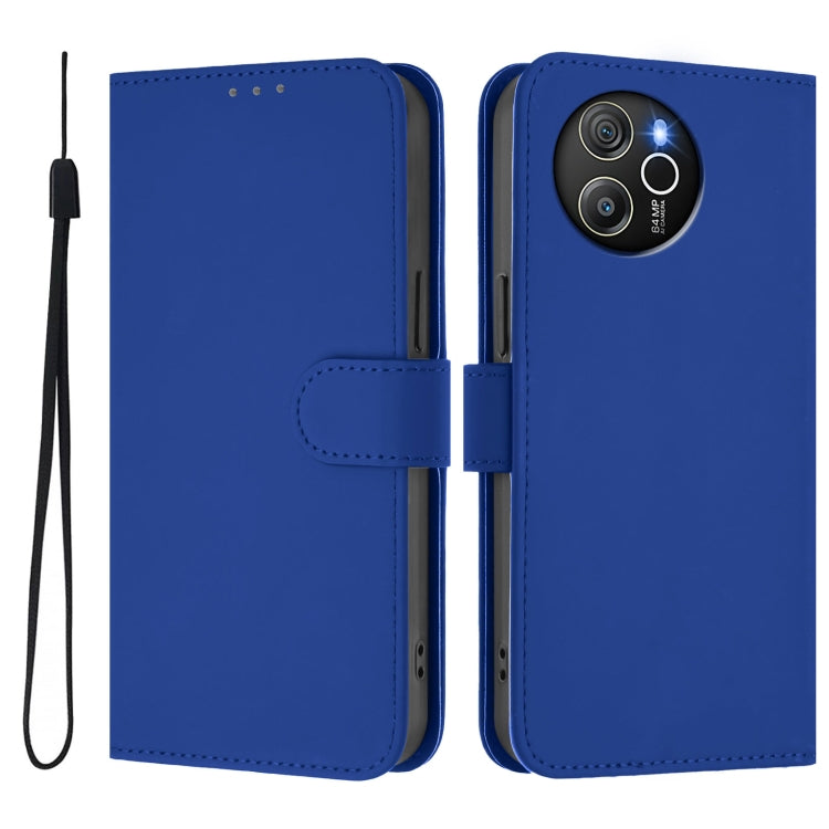 For Blackview Shark 8 / Oscal Tiger 12 Skin Feel Solid Color Leather Phone Case with Lanyard