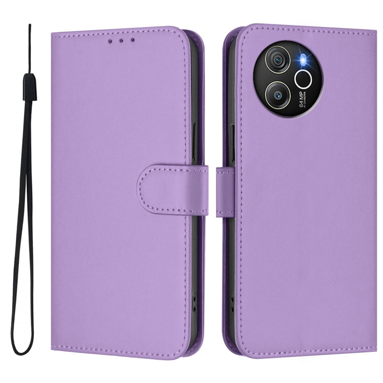 For Blackview Shark 8 / Oscal Tiger 12 Skin Feel Solid Color Leather Phone Case with Lanyard