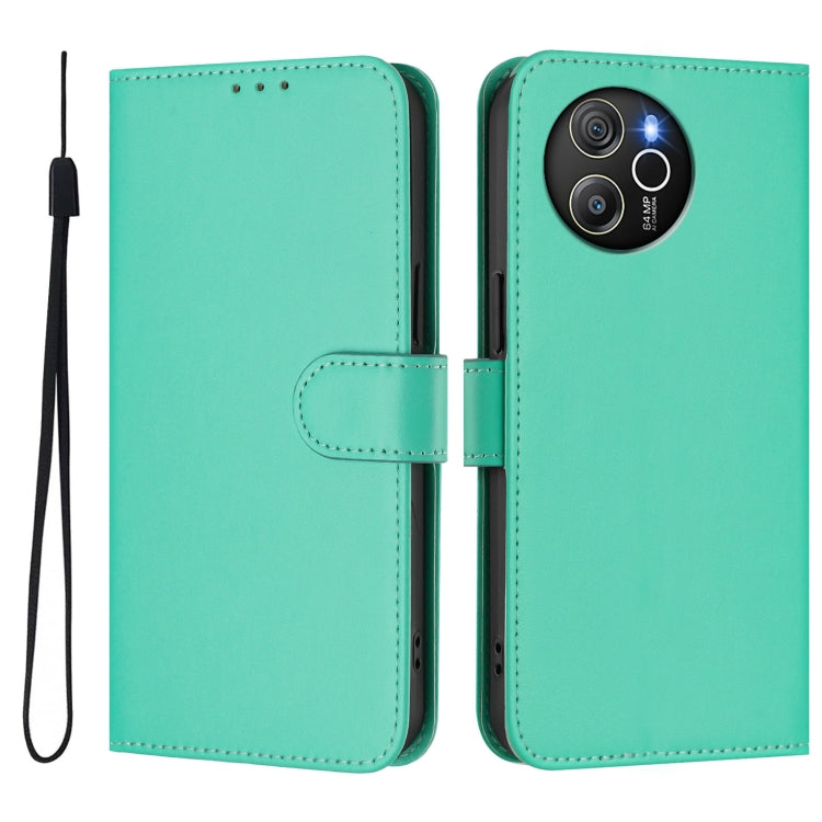 For Blackview Shark 8 / Oscal Tiger 12 Skin Feel Solid Color Leather Phone Case with Lanyard