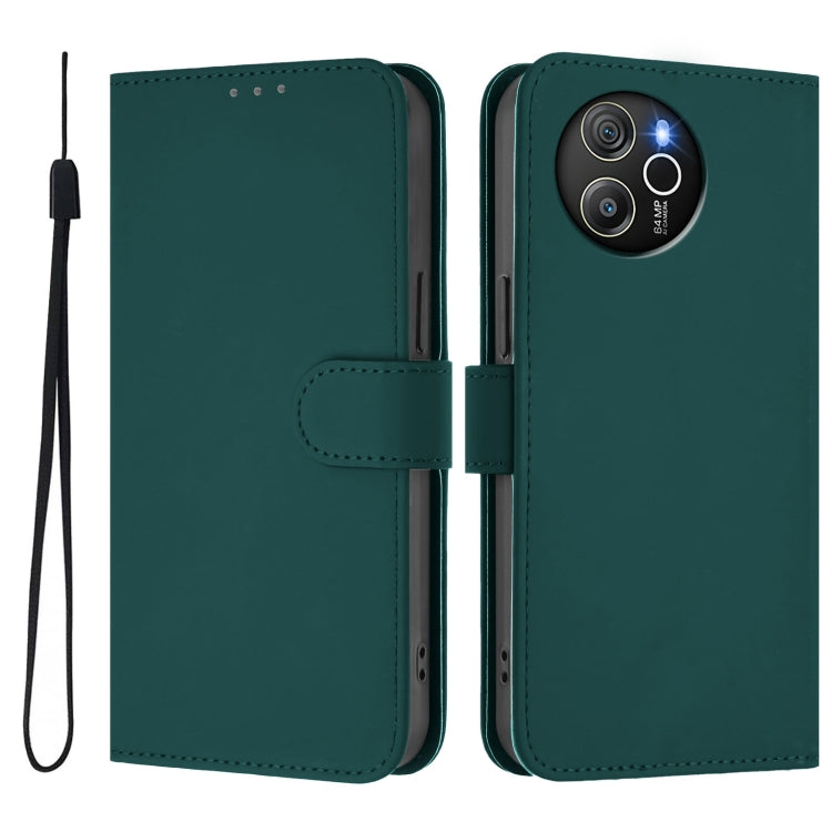For Blackview Shark 8 / Oscal Tiger 12 Skin Feel Solid Color Leather Phone Case with Lanyard