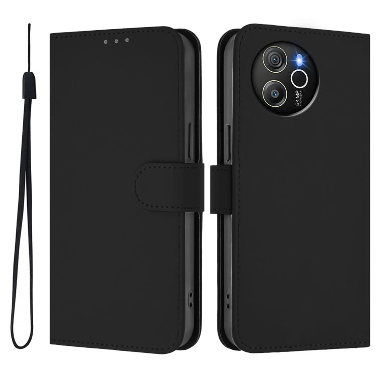 For Blackview Shark 8 / Oscal Tiger 12 Skin Feel Solid Color Leather Phone Case with Lanyard