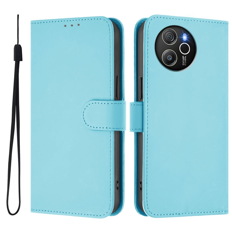 For Blackview Shark 8 / Oscal Tiger 12 Skin Feel Solid Color Leather Phone Case with Lanyard