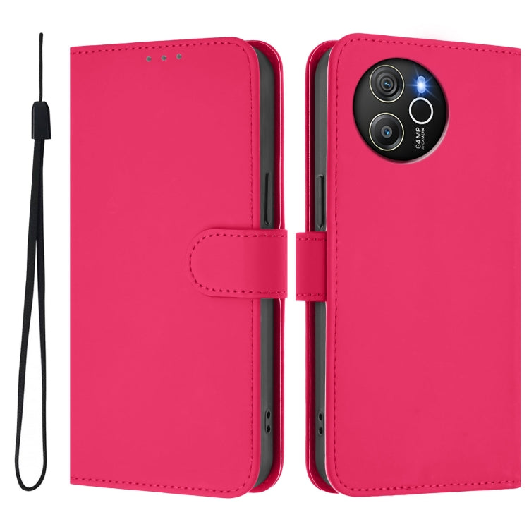 For Blackview Shark 8 / Oscal Tiger 12 Skin Feel Solid Color Leather Phone Case with Lanyard