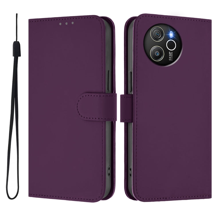 For Blackview Shark 8 / Oscal Tiger 12 Skin Feel Solid Color Leather Phone Case with Lanyard