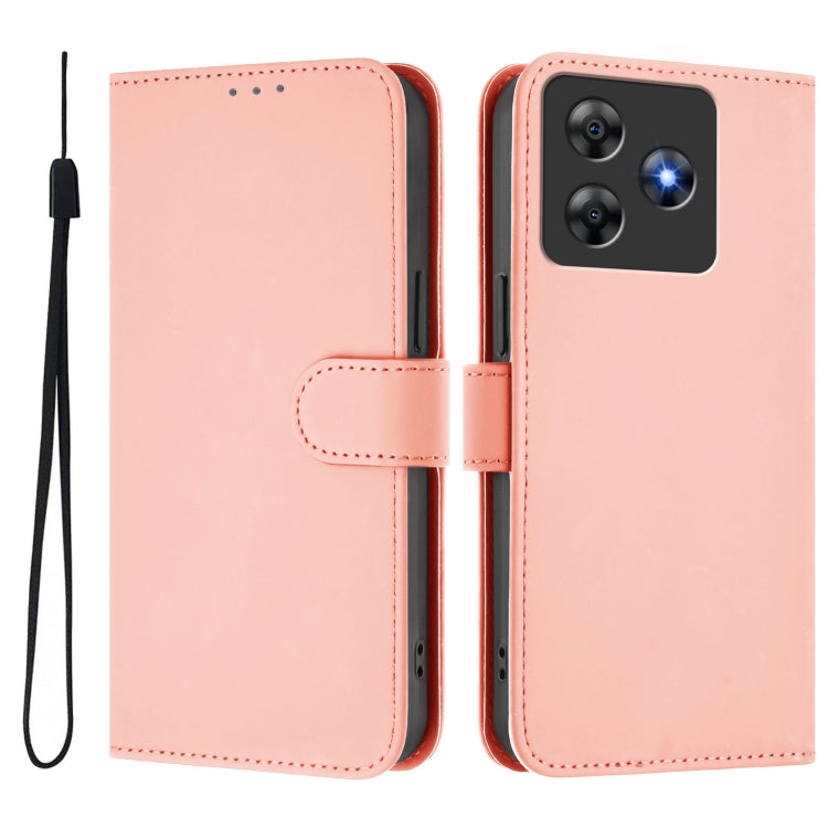For Blackview Wave 8C Skin Feel Solid Color Leather Phone Case with Lanyard