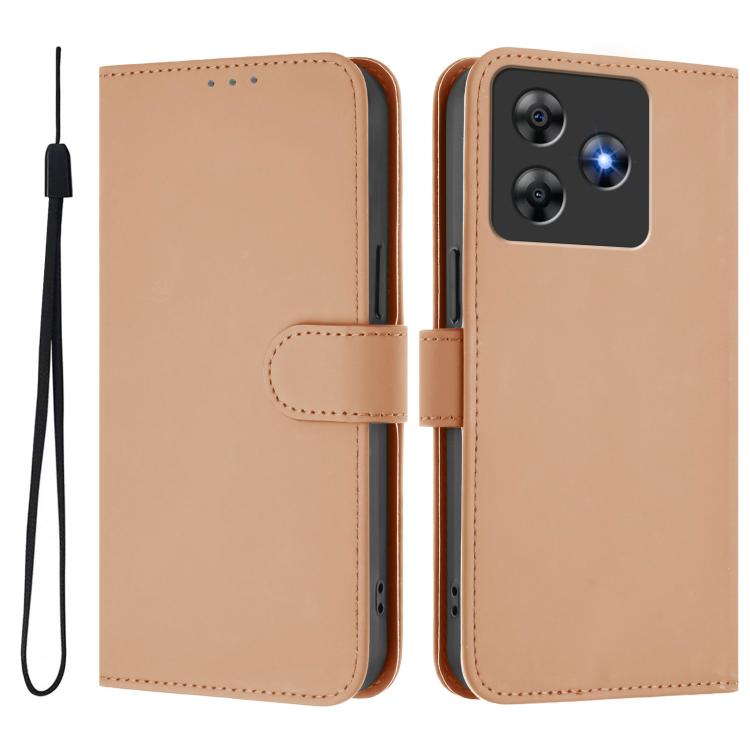 For Blackview Wave 8C Skin Feel Solid Color Leather Phone Case with Lanyard