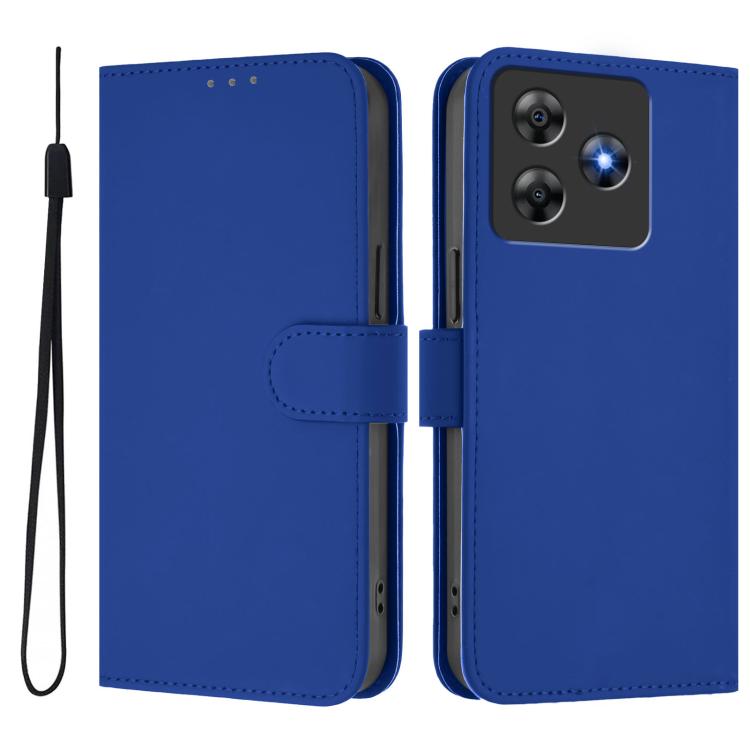 For Blackview Wave 8C Skin Feel Solid Color Leather Phone Case with Lanyard
