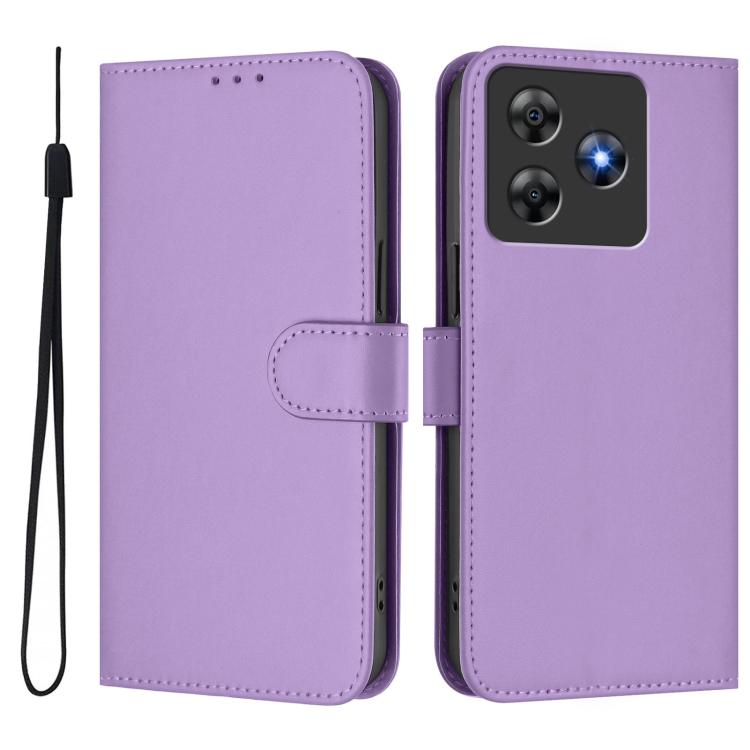 For Blackview Wave 8C Skin Feel Solid Color Leather Phone Case with Lanyard