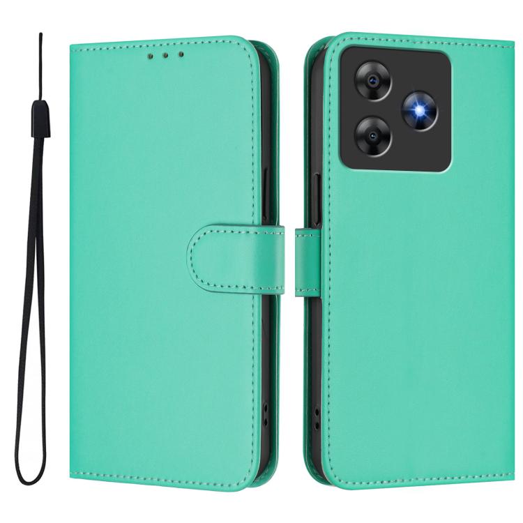 For Blackview Wave 8C Skin Feel Solid Color Leather Phone Case with Lanyard