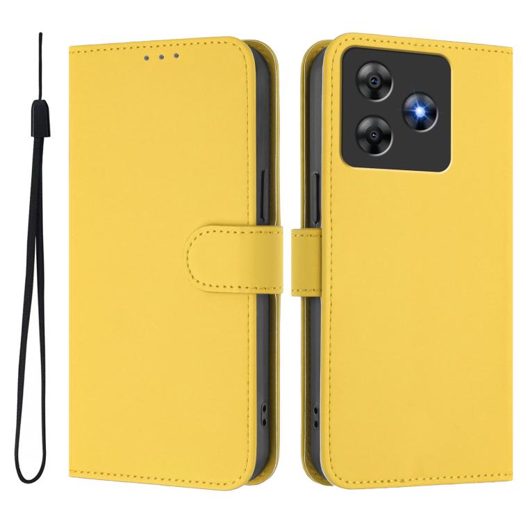 For Blackview Wave 8C Skin Feel Solid Color Leather Phone Case with Lanyard