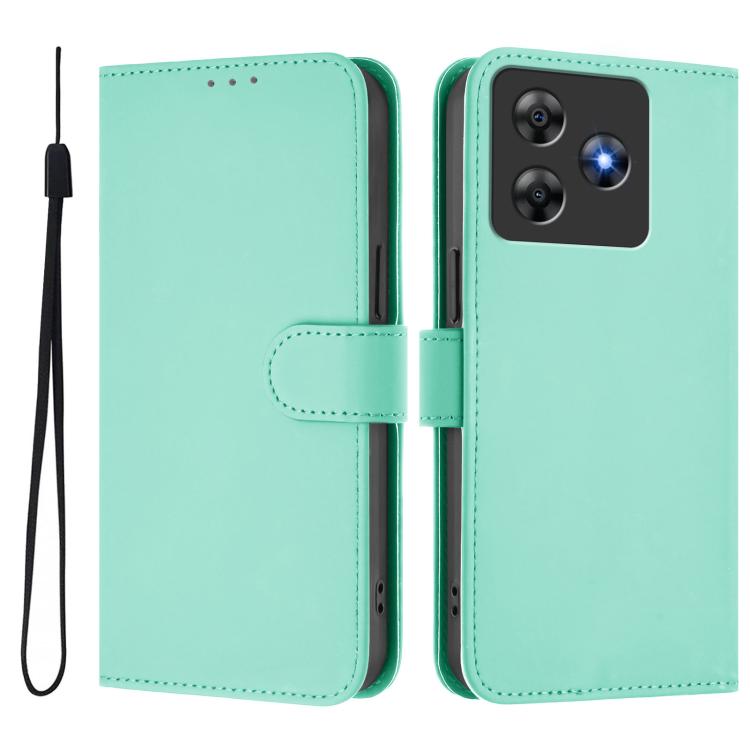 For Blackview Wave 8C Skin Feel Solid Color Leather Phone Case with Lanyard