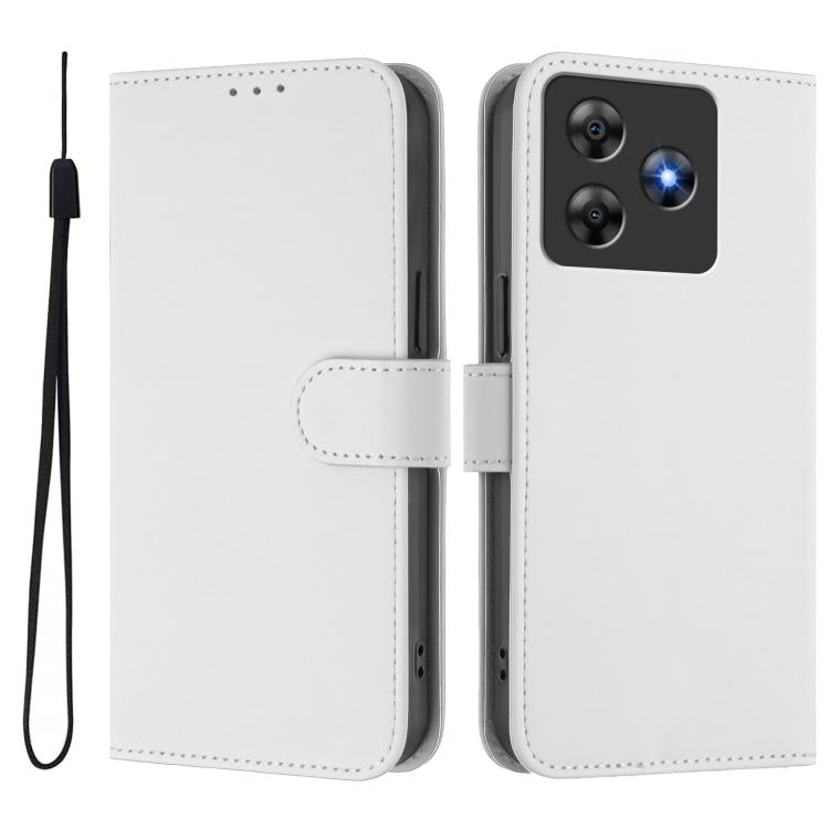 For Blackview Wave 8C Skin Feel Solid Color Leather Phone Case with Lanyard