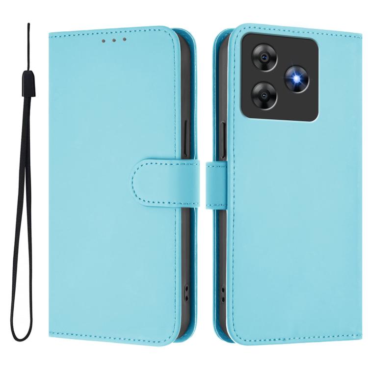 For Blackview Wave 8C Skin Feel Solid Color Leather Phone Case with Lanyard