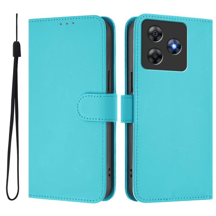 For Blackview Wave 8C Skin Feel Solid Color Leather Phone Case with Lanyard