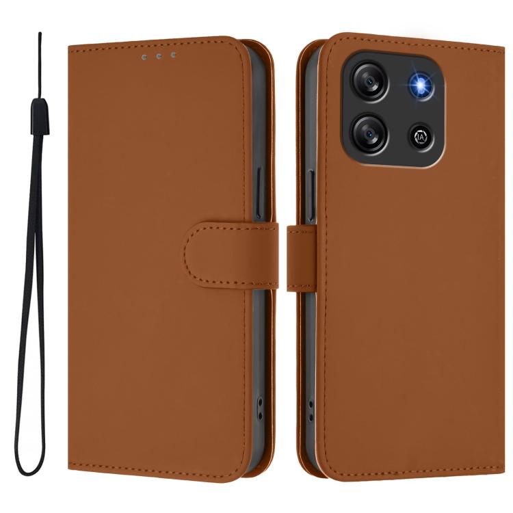 For Blackview Oscal Flat 1C Skin Feel Solid Color Leather Phone Case with Lanyard