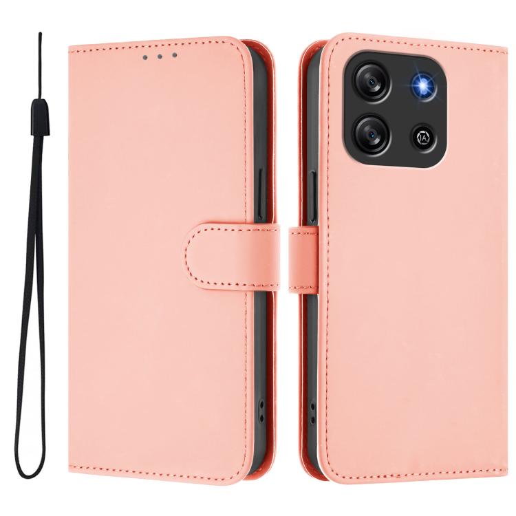 For Blackview Oscal Flat 1C Skin Feel Solid Color Leather Phone Case with Lanyard