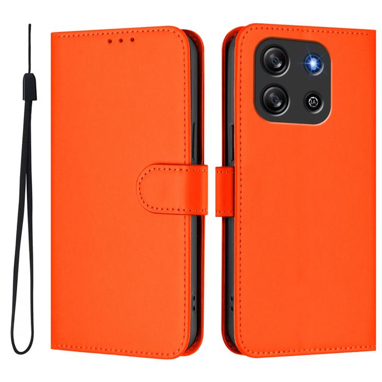 For Blackview Oscal Flat 1C Skin Feel Solid Color Leather Phone Case with Lanyard