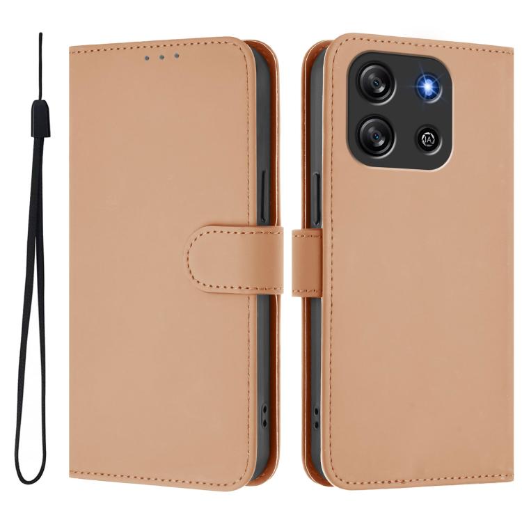 For Blackview Oscal Flat 1C Skin Feel Solid Color Leather Phone Case with Lanyard