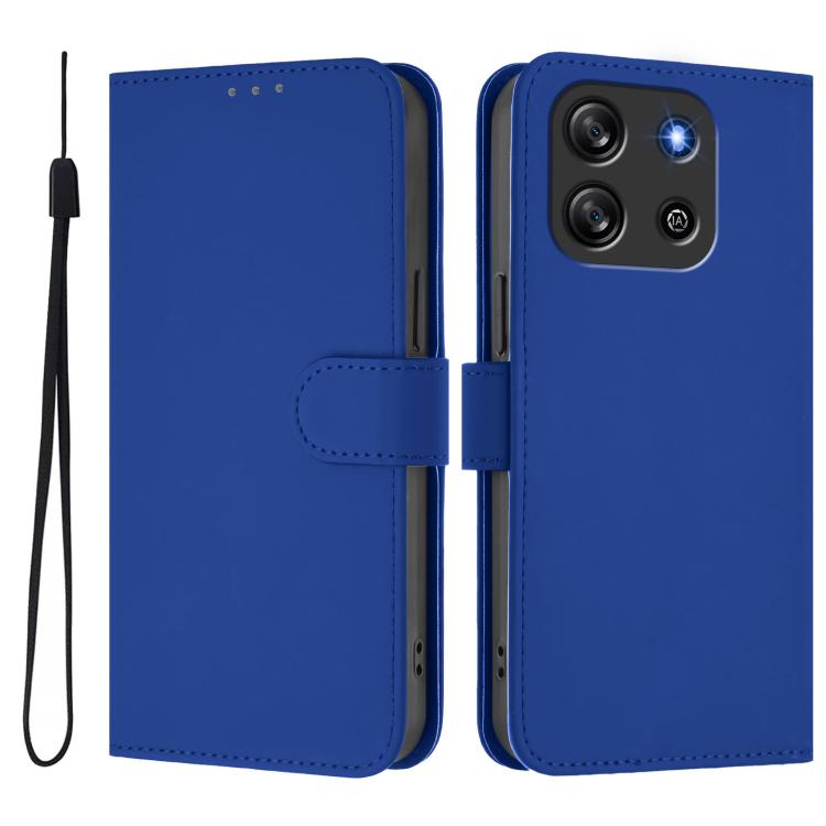 For Blackview Oscal Flat 1C Skin Feel Solid Color Leather Phone Case with Lanyard
