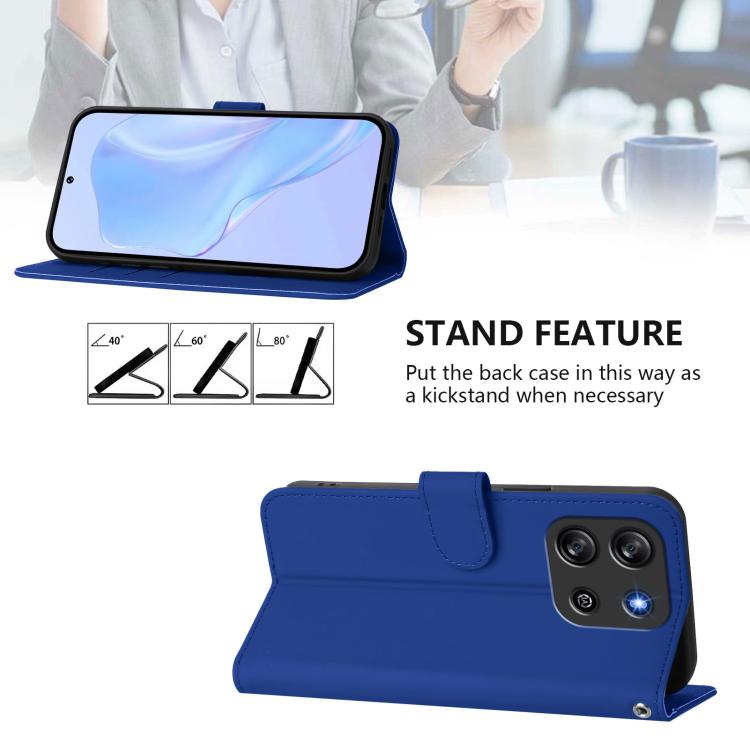 For Blackview Oscal Flat 1C Skin Feel Solid Color Leather Phone Case with Lanyard