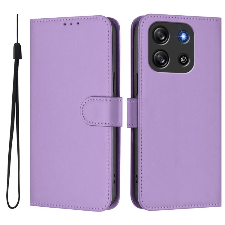 For Blackview Oscal Flat 1C Skin Feel Solid Color Leather Phone Case with Lanyard