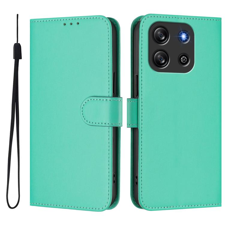 For Blackview Oscal Flat 1C Skin Feel Solid Color Leather Phone Case with Lanyard