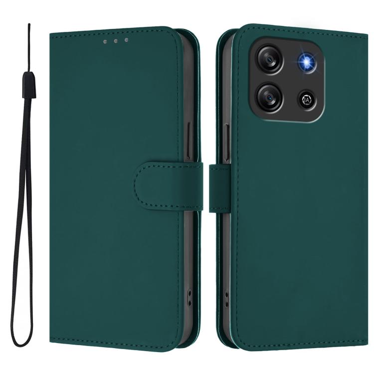 For Blackview Oscal Flat 1C Skin Feel Solid Color Leather Phone Case with Lanyard