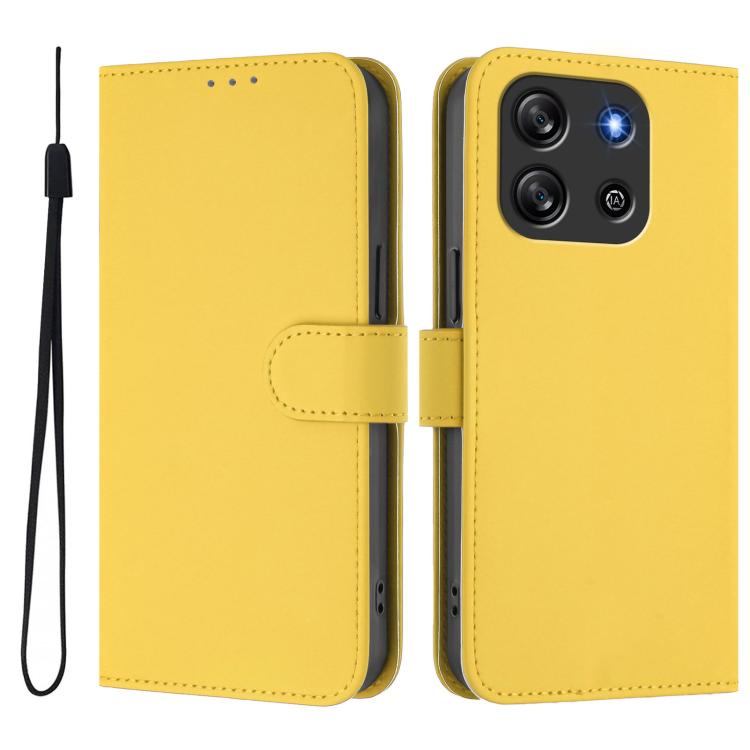 For Blackview Oscal Flat 1C Skin Feel Solid Color Leather Phone Case with Lanyard