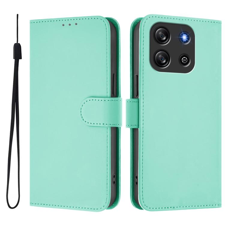 For Blackview Oscal Flat 1C Skin Feel Solid Color Leather Phone Case with Lanyard