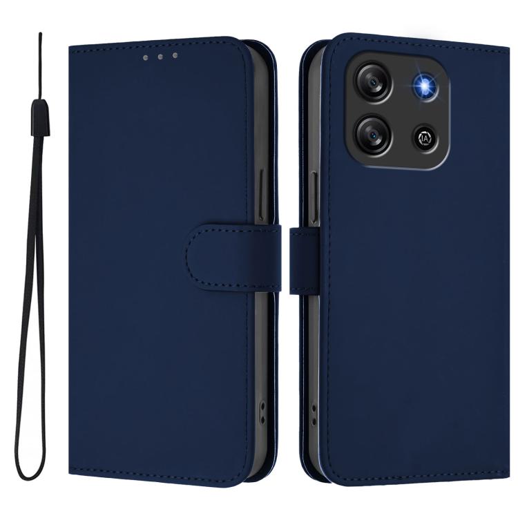 For Blackview Oscal Flat 1C Skin Feel Solid Color Leather Phone Case with Lanyard