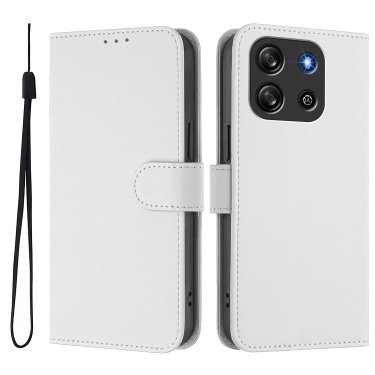 For Blackview Oscal Flat 1C Skin Feel Solid Color Leather Phone Case with Lanyard