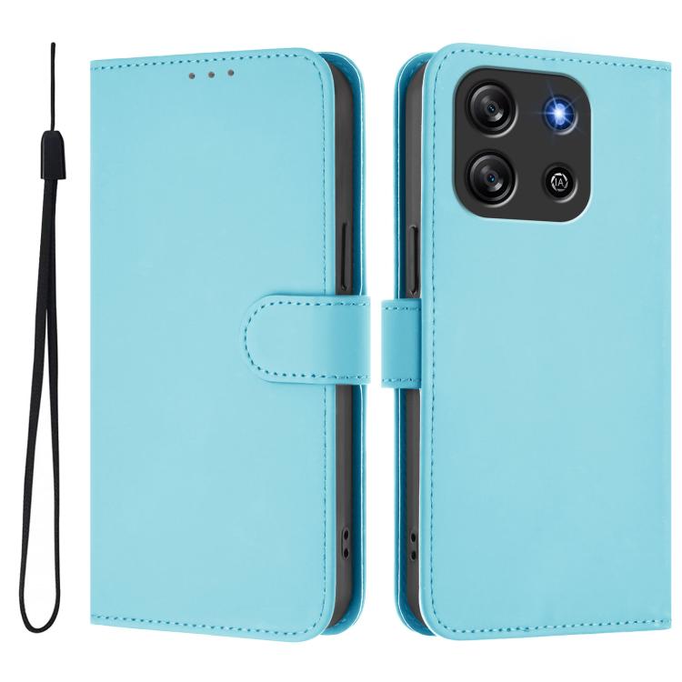 For Blackview Oscal Flat 1C Skin Feel Solid Color Leather Phone Case with Lanyard