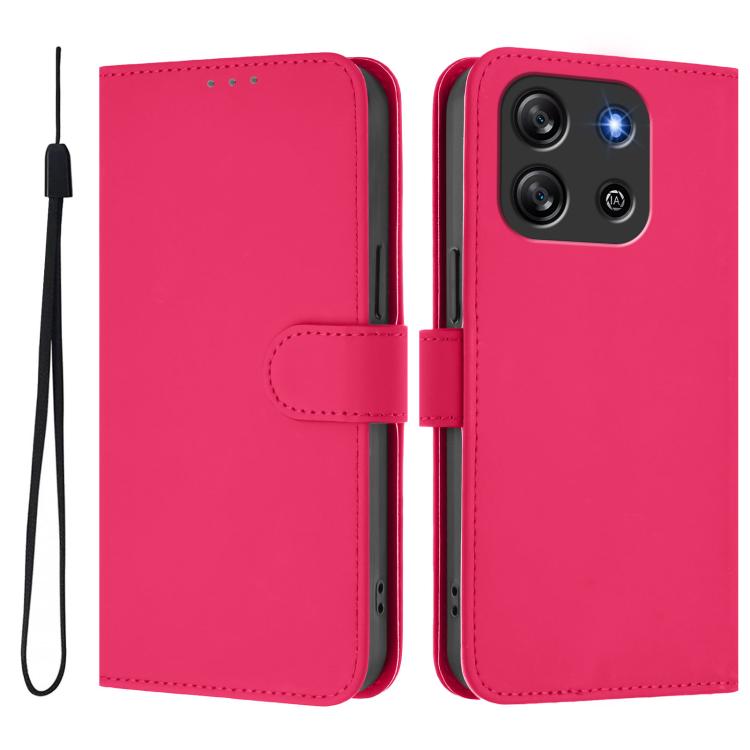 For Blackview Oscal Flat 1C Skin Feel Solid Color Leather Phone Case with Lanyard