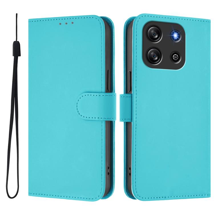 For Blackview Oscal Flat 1C Skin Feel Solid Color Leather Phone Case with Lanyard