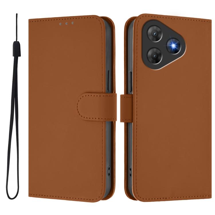 For Blackview Oscal Flat 2 / 2C Skin Feel Solid Color Leather Phone Case with Lanyard