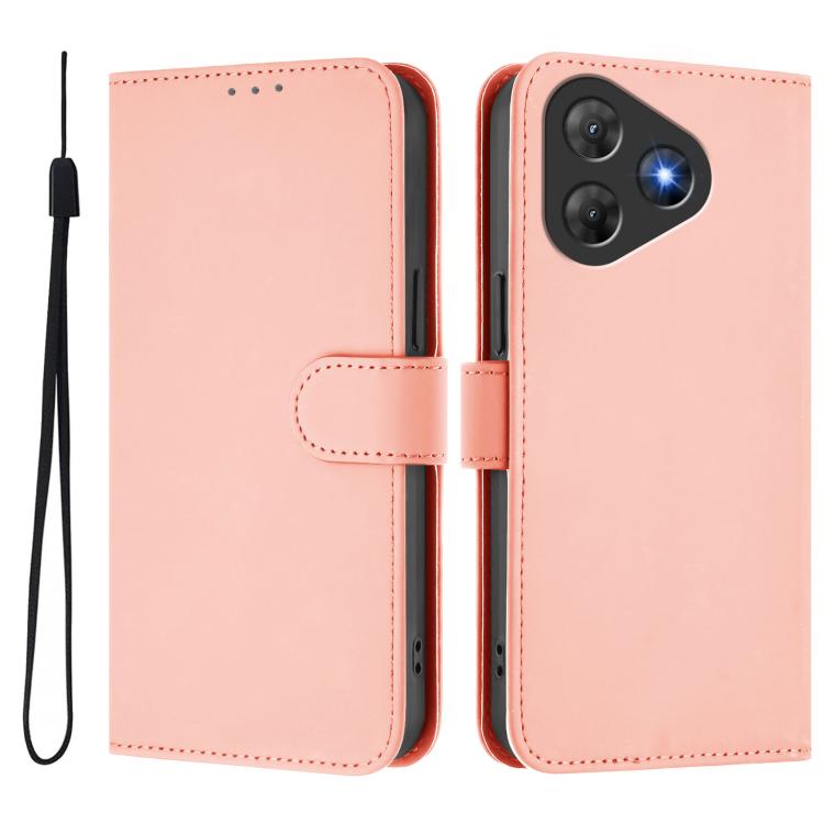 For Blackview Oscal Flat 2 / 2C Skin Feel Solid Color Leather Phone Case with Lanyard