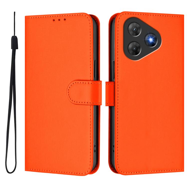 For Blackview Oscal Flat 2 / 2C Skin Feel Solid Color Leather Phone Case with Lanyard