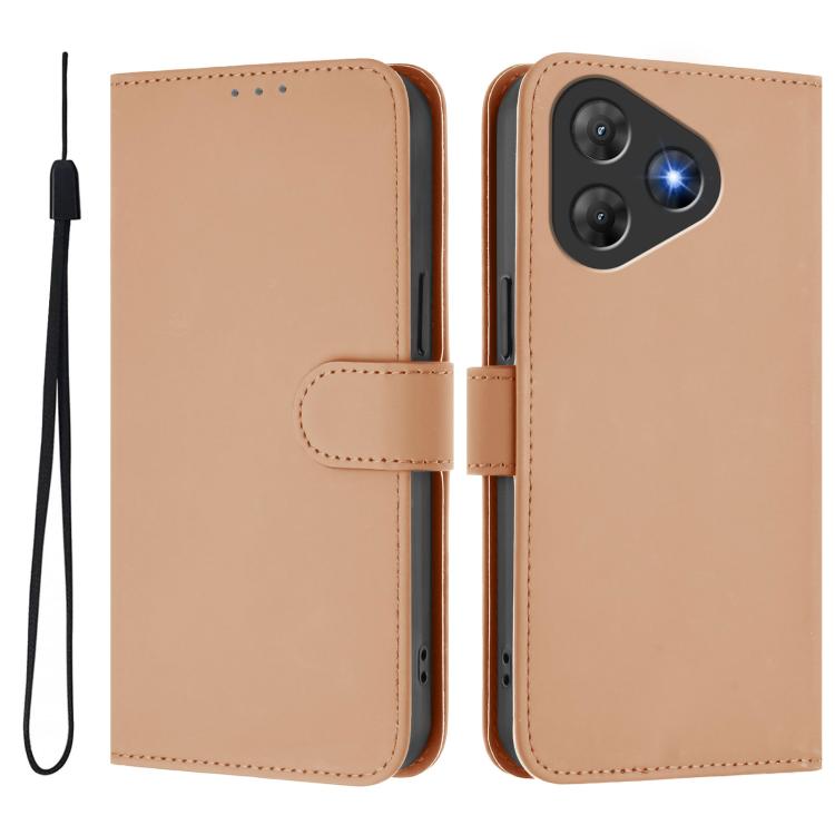 For Blackview Oscal Flat 2 / 2C Skin Feel Solid Color Leather Phone Case with Lanyard