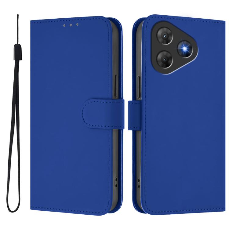 For Blackview Oscal Flat 2 / 2C Skin Feel Solid Color Leather Phone Case with Lanyard