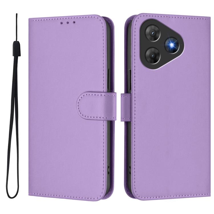 For Blackview Oscal Flat 2 / 2C Skin Feel Solid Color Leather Phone Case with Lanyard