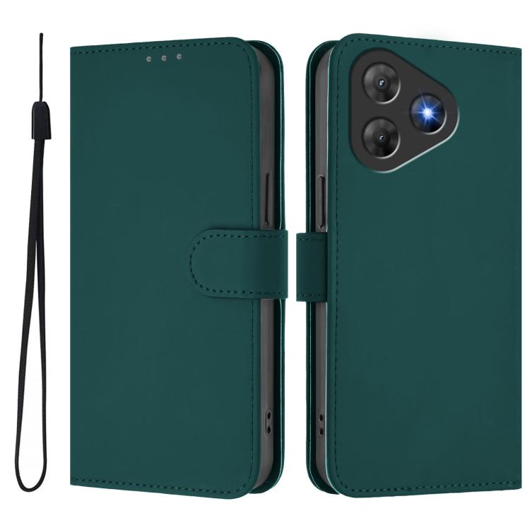 For Blackview Oscal Flat 2 / 2C Skin Feel Solid Color Leather Phone Case with Lanyard