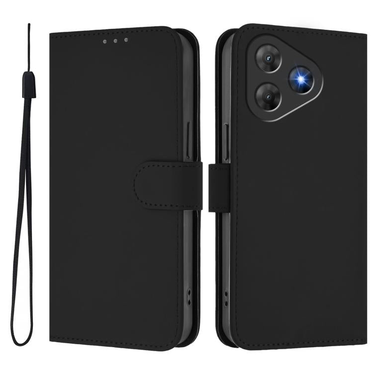 For Blackview Oscal Flat 2 / 2C Skin Feel Solid Color Leather Phone Case with Lanyard