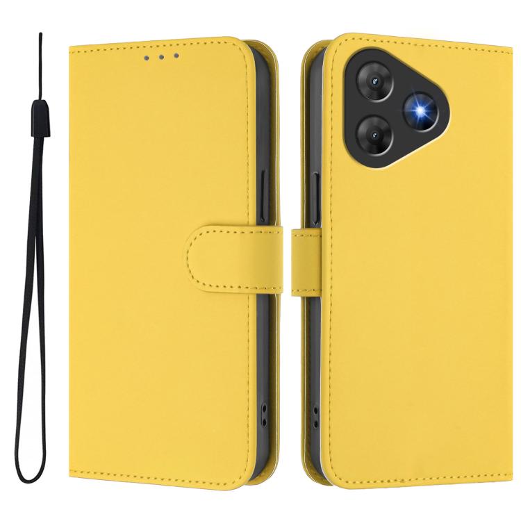 For Blackview Oscal Flat 2 / 2C Skin Feel Solid Color Leather Phone Case with Lanyard