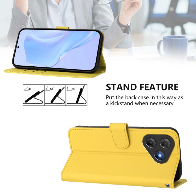 For Blackview Oscal Flat 2 / 2C Skin Feel Solid Color Leather Phone Case with Lanyard