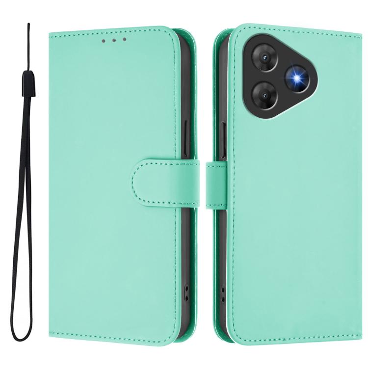 For Blackview Oscal Flat 2 / 2C Skin Feel Solid Color Leather Phone Case with Lanyard