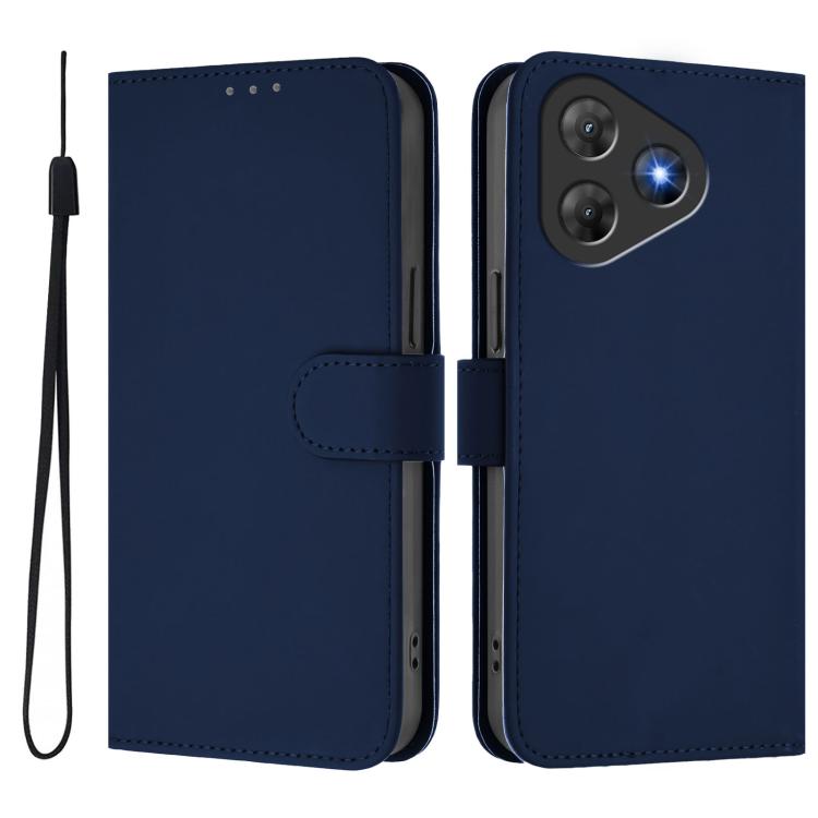 For Blackview Oscal Flat 2 / 2C Skin Feel Solid Color Leather Phone Case with Lanyard