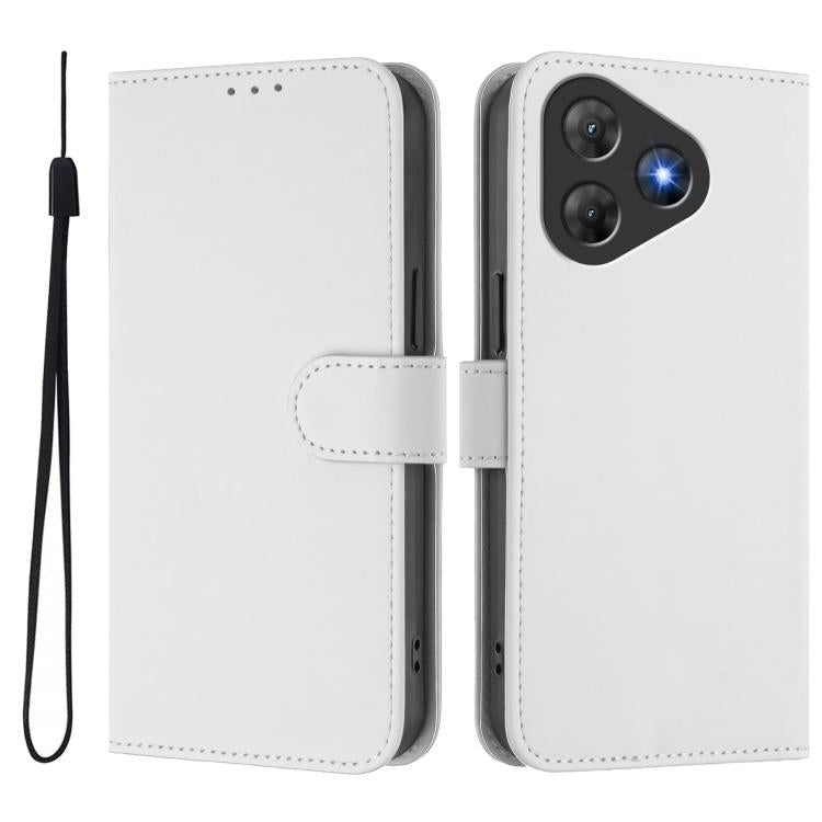 For Blackview Oscal Flat 2 / 2C Skin Feel Solid Color Leather Phone Case with Lanyard