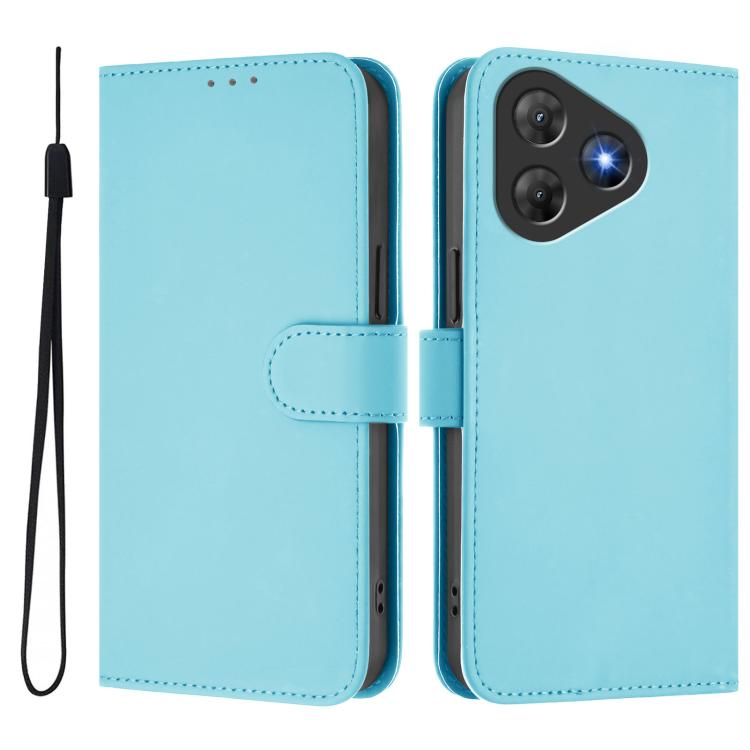 For Blackview Oscal Flat 2 / 2C Skin Feel Solid Color Leather Phone Case with Lanyard