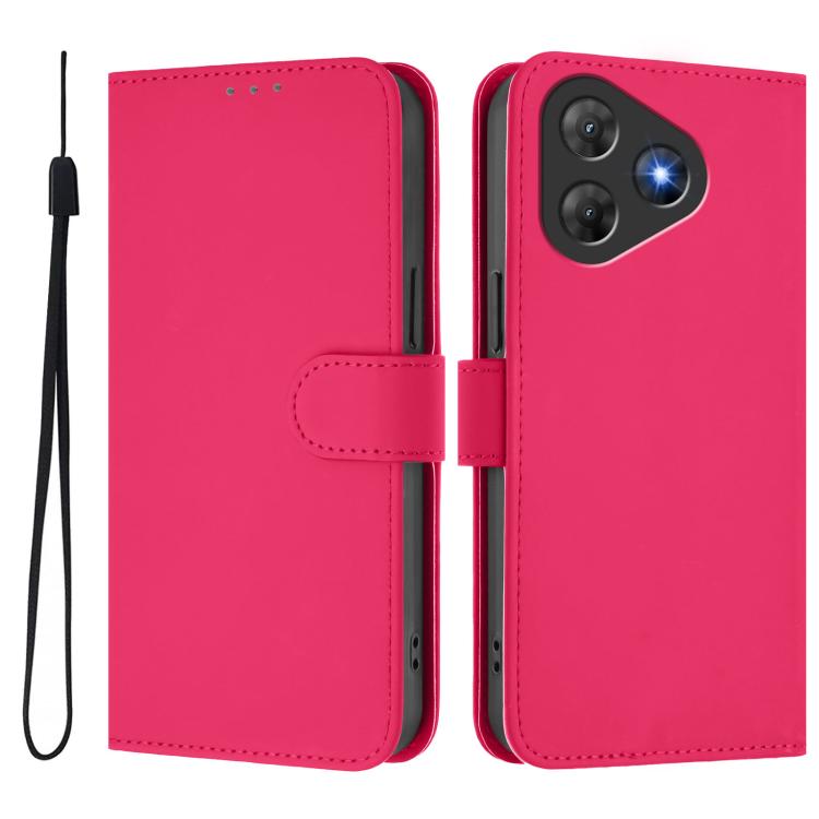 For Blackview Oscal Flat 2 / 2C Skin Feel Solid Color Leather Phone Case with Lanyard